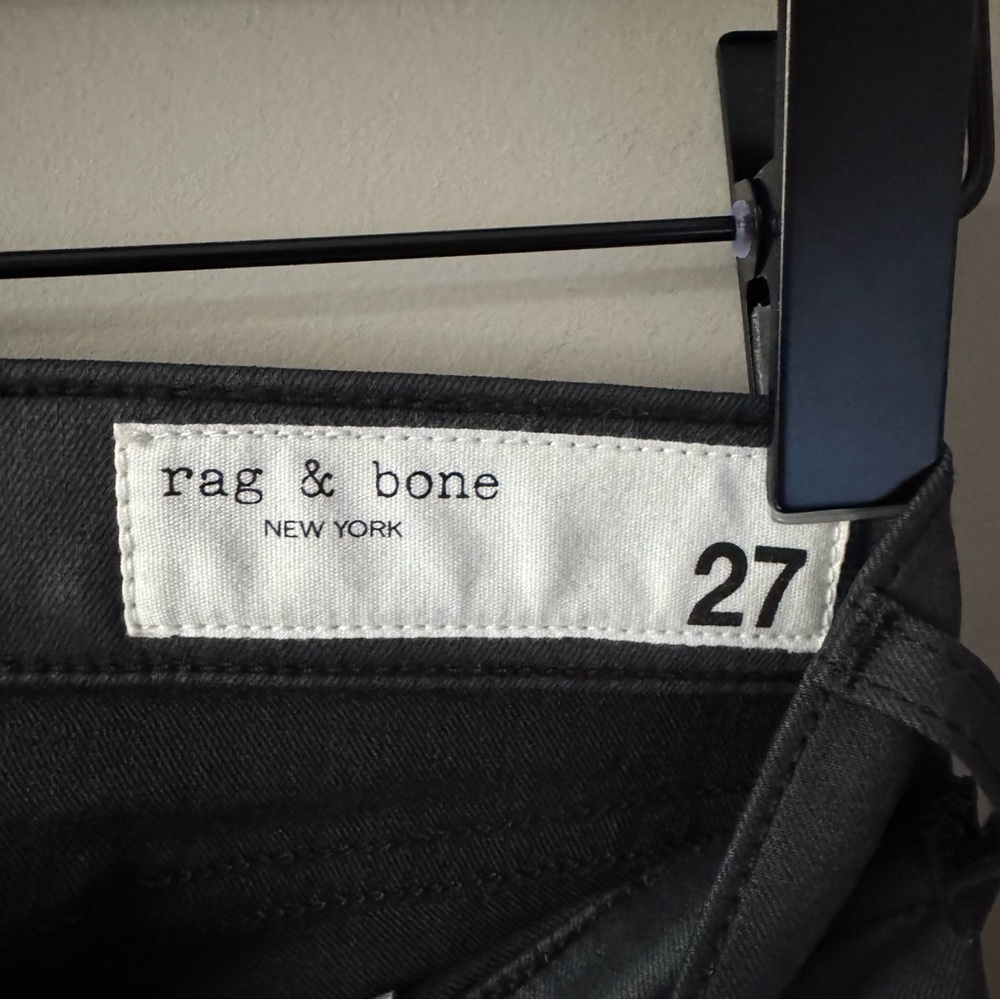 RAG & BONE ZIP ANKLE COATED SKINNY JEANS DARK GRAY ALMOST BLACK SIZE 27 - Picture 9 of 10
